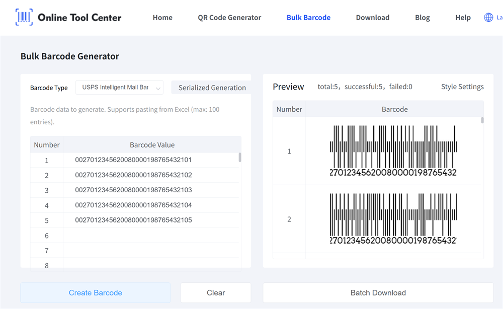 bulk impb barcode generator bulk impb viivakoodi generaator
