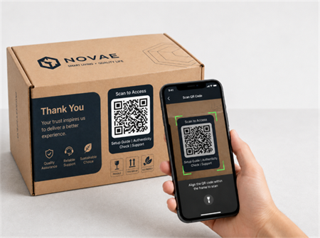 scan qr code on packing box skaneerida QR-koodi pakendamise kastil
