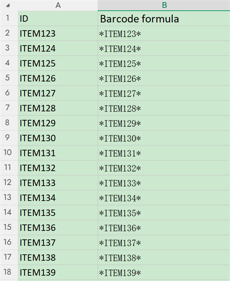 asset id excel vara id excel