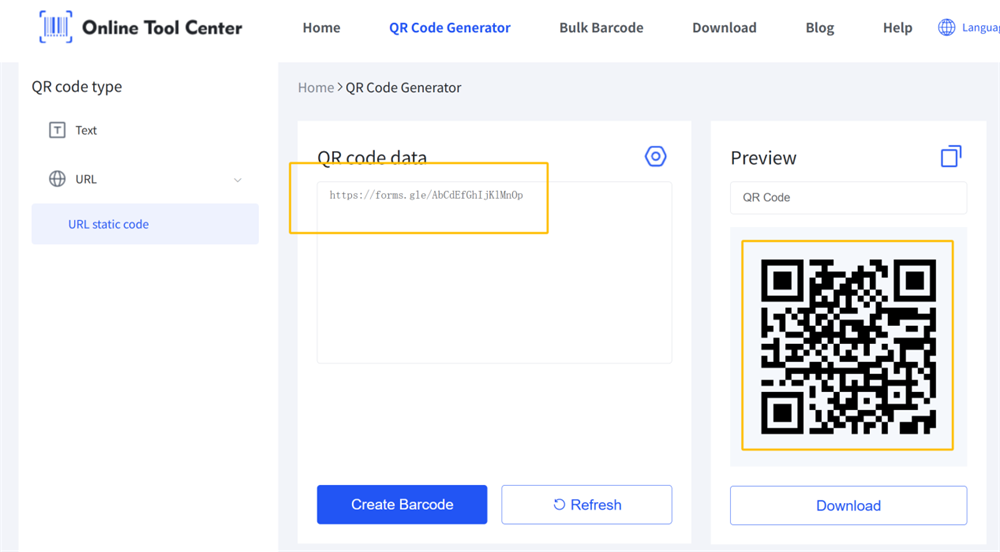 tee QR-kood registreerimisvormile
